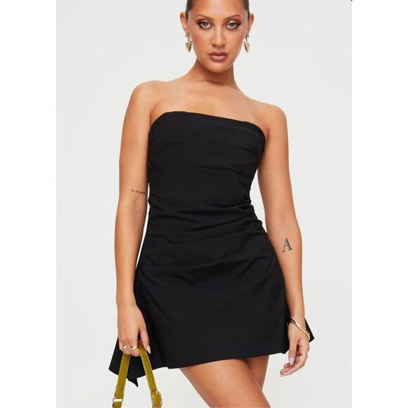Princess Polly BRADWELL STRAPLESS MINI DRESS BLACK Size 6 Nwot - Picture 1 of 8